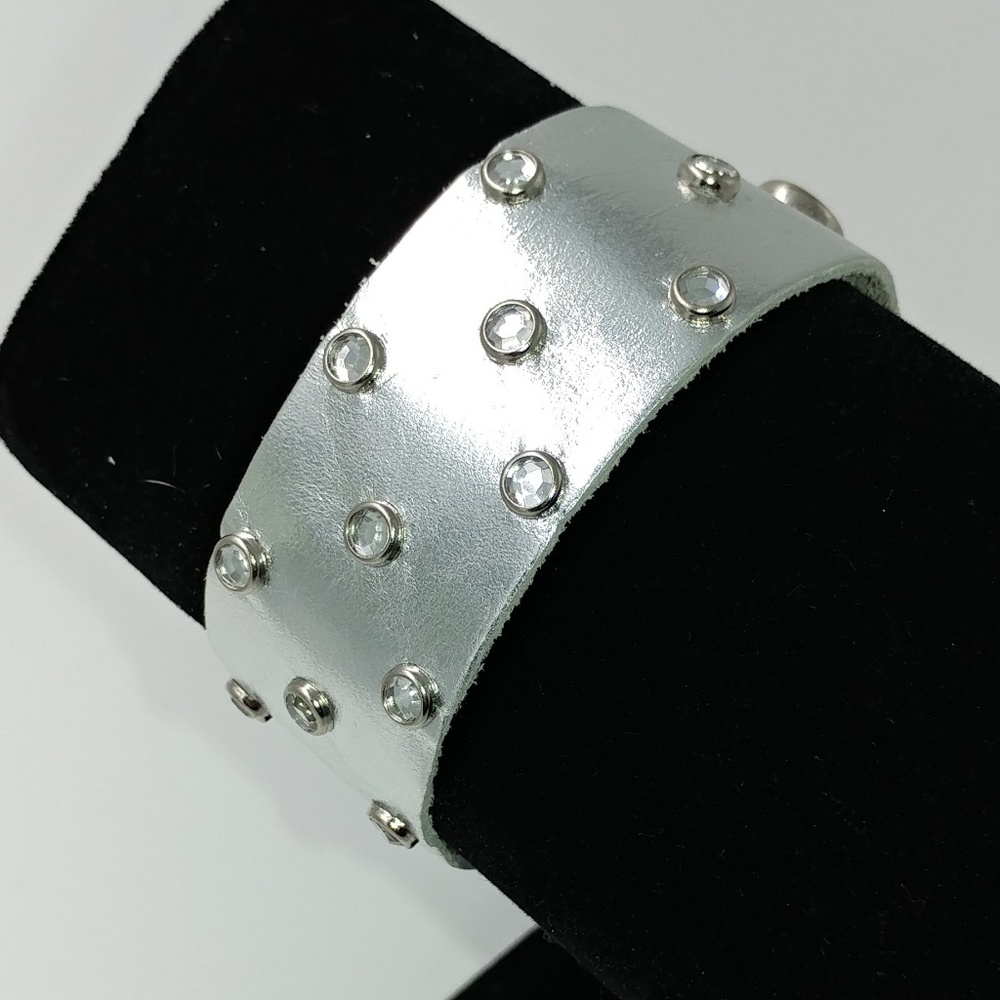 LAST ONE TeSori Genuine Leather Silver Bracelet